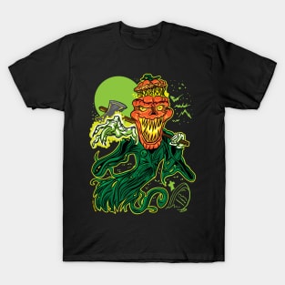 Pumpkin Headed ghost with an ax floating in the cemetery T-Shirt